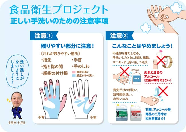 正しい手洗いのための注意事項